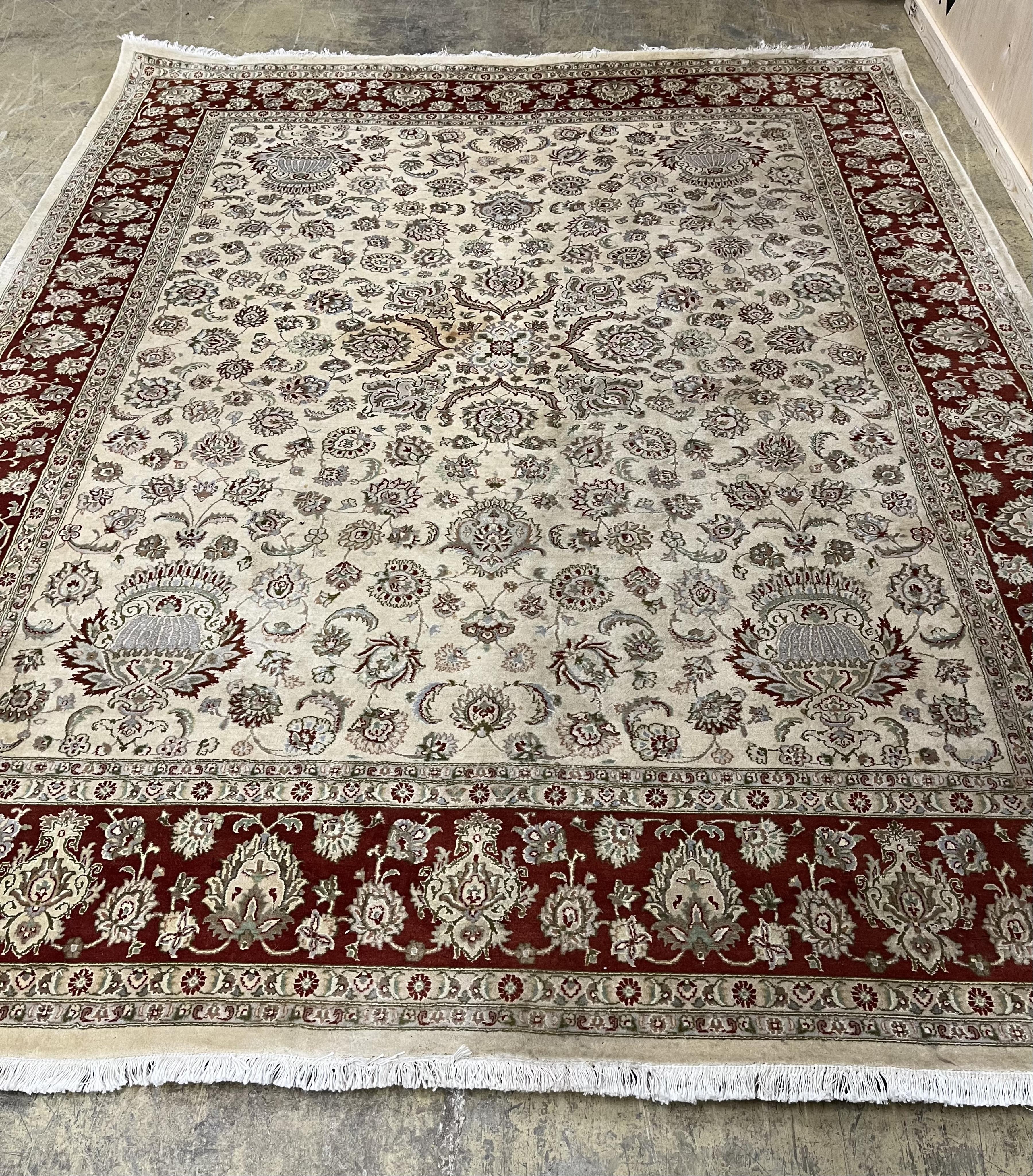 A Ziegler style ivory ground carpet, 320 x 274cm. Condition - fair to good